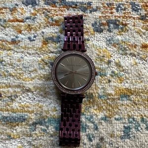 Michael Kors Darci Black Dial Purple Steel Strap Watch For Women - MK3554